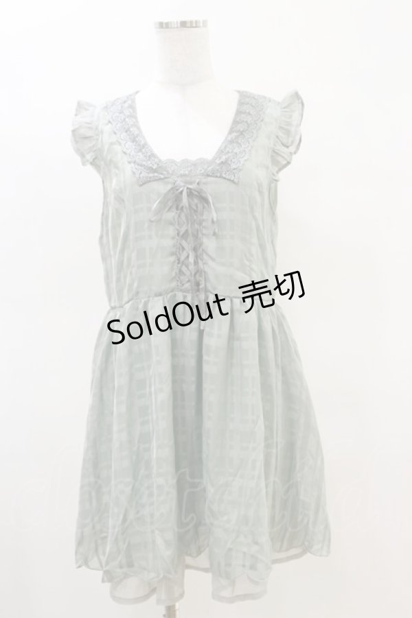 画像1: axes femme / シアーチェックスカラップワンピース M ミント H-25-04-18-1026-AX-OP-NS-ZH (1)