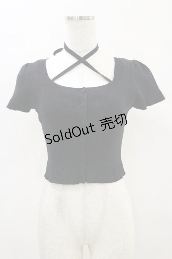 画像1: EATME / クロスネックコンパクトニットTOP Free ブラック H-25-04-18-1028-LO-TO-NS-ZH (1)