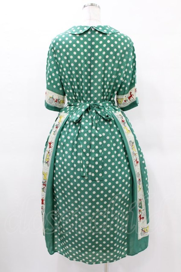 画像2: Jane Marple / Polka dots parade Colette dress M グリーン H-25-04-18-010-JM-OP-ET-ZH (2)