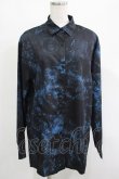 画像1: NieR Clothing / プリントロングシャツ  黒×青 H-25-04-19-038-PU-BL-KB-ZH (1)