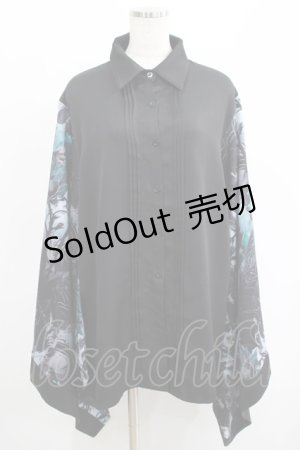 画像: NieR Clothing / 着物風袖シャツ  黒 H-25-04-19-039-PU-BL-KB-ZH