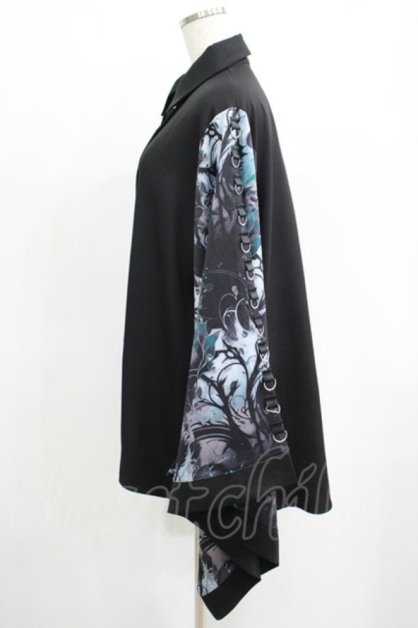 画像2: NieR Clothing / 着物風袖シャツ  黒 H-25-04-19-039-PU-BL-KB-ZH (2)