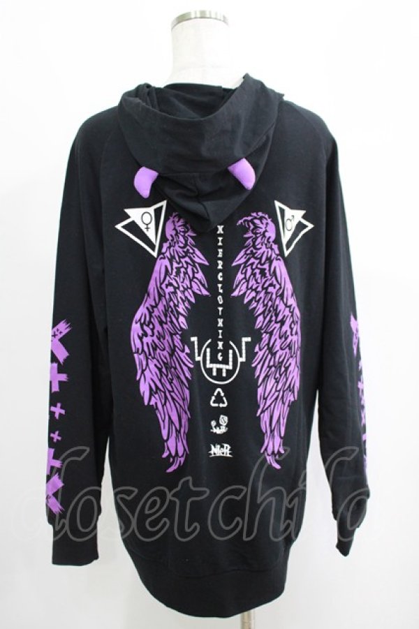 画像3: NieR Clothing / ツノフードプルパーカー  黒×紫 H-25-04-19-040-PU-TO-KB-ZH (3)
