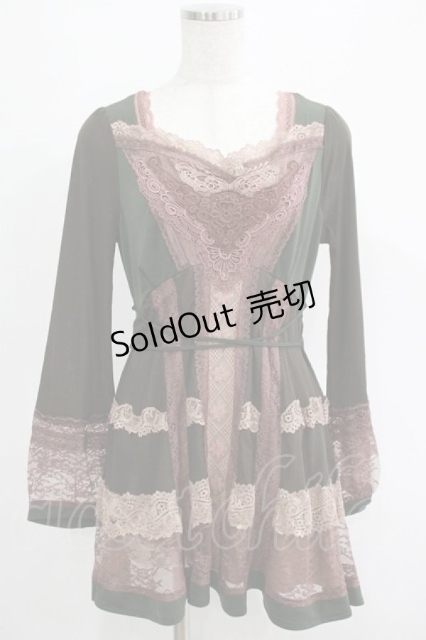画像1: OZZ ANGELO / 刺繍レースチュニック  緑 H-25-04-19-045-OO-TO-KB-ZH (1)