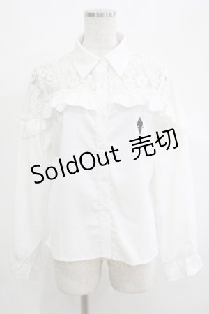 画像: NieR Clothing / レース切替ブラウス  白 H-25-04-19-051-PU-BL-KB-ZH