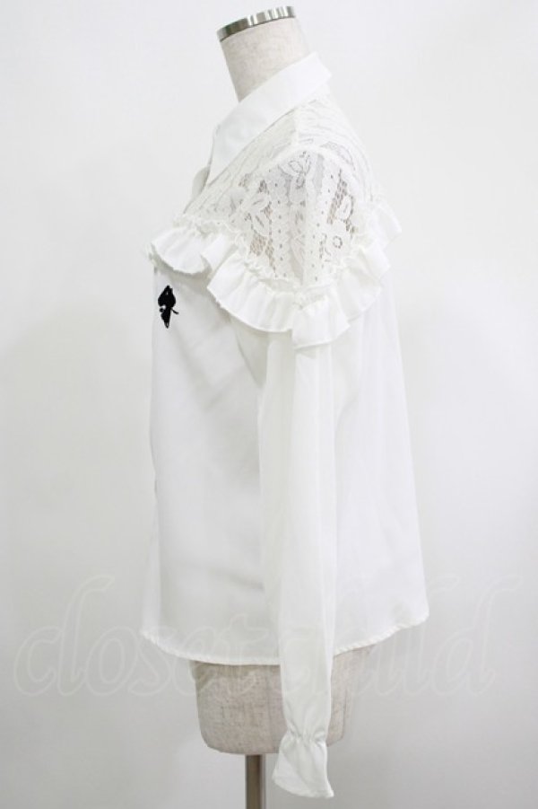 画像2: NieR Clothing / レース切替ブラウス  白 H-25-04-19-051-PU-BL-KB-ZH (2)