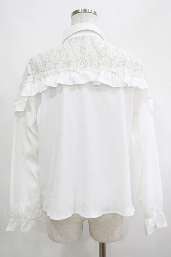 画像3: NieR Clothing / レース切替ブラウス  白 H-25-04-19-051-PU-BL-KB-ZH (3)
