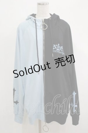 画像: NieR Clothing / TWO-TONE ZIPパーカー  サックス×ブラック H-25-04-19-053-PU-TO-KB-ZH