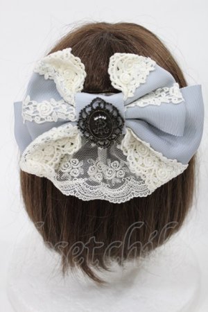 画像: ALICE and the PIRATES / ロージアエンプレスリボンバレッタ  サックス×生成り H-25-04-19-1011-PA-AC-NS-ZH