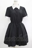 画像1: NieR Clothing / ロゴ刺繍シャツワンピース  黒×グレー H-25-04-19-023-PU-OP-KB-ZH (1)