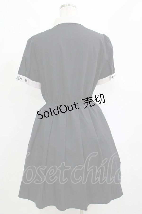 画像3: NieR Clothing / ロゴ刺繍シャツワンピース  黒×グレー H-25-04-19-023-PU-OP-KB-ZH (3)