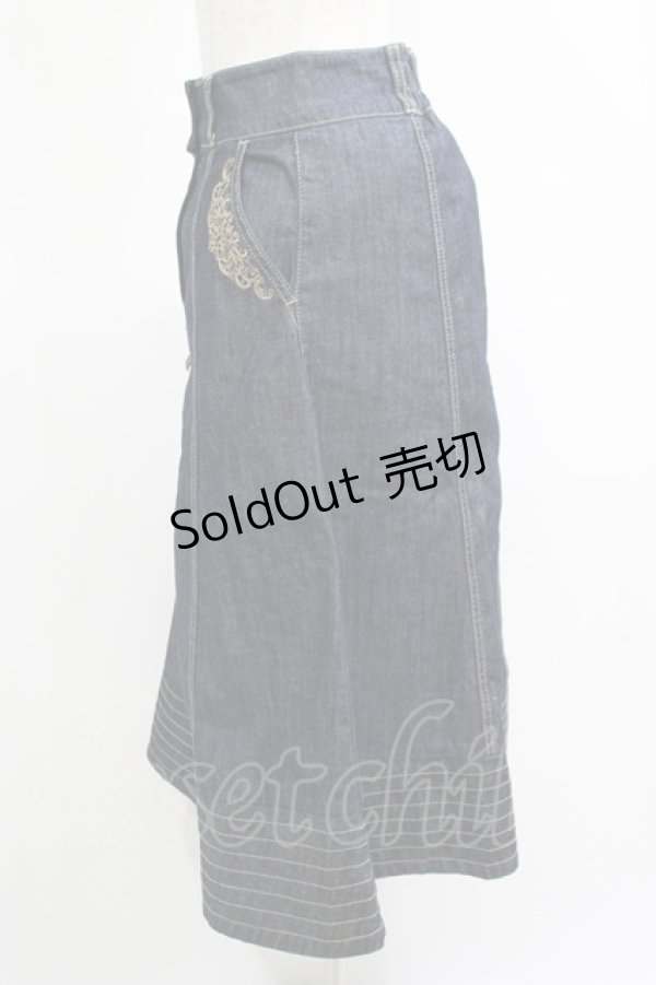 画像2: axes femme / 前釦刺繍入ミドルスカート M インディゴ H-25-04-20-031-AX-SK-NS-ZH (2)
