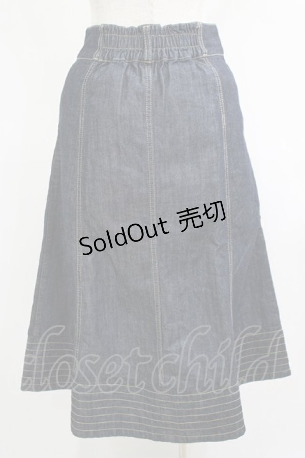 画像3: axes femme / 前釦刺繍入ミドルスカート M インディゴ H-25-04-20-031-AX-SK-NS-ZH (3)