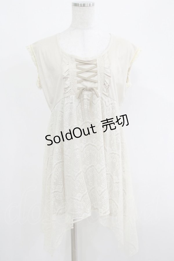 画像1: axes femme / レース切替チュニック M アイボリー H-25-04-20-035-AX-BL-NS-ZH (1)