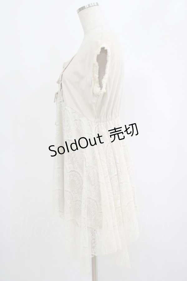 画像2: axes femme / レース切替チュニック M アイボリー H-25-04-20-035-AX-BL-NS-ZH (2)