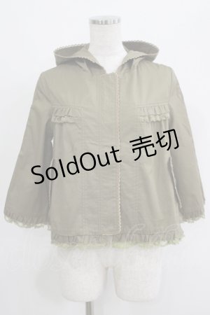 画像: axes femme / バックレースアップフリルパーカー M カーキ H-25-04-20-038-AX-JA-NS-ZH