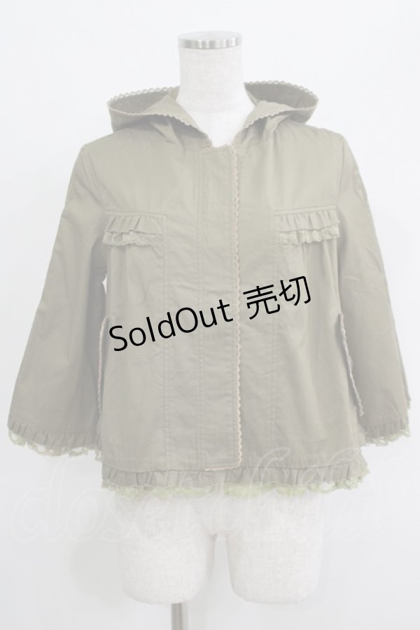 画像1: axes femme / バックレースアップフリルパーカー M カーキ H-25-04-20-038-AX-JA-NS-ZH (1)