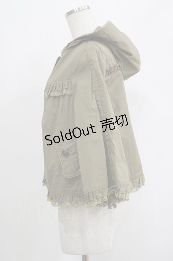 画像2: axes femme / バックレースアップフリルパーカー M カーキ H-25-04-20-038-AX-JA-NS-ZH (2)