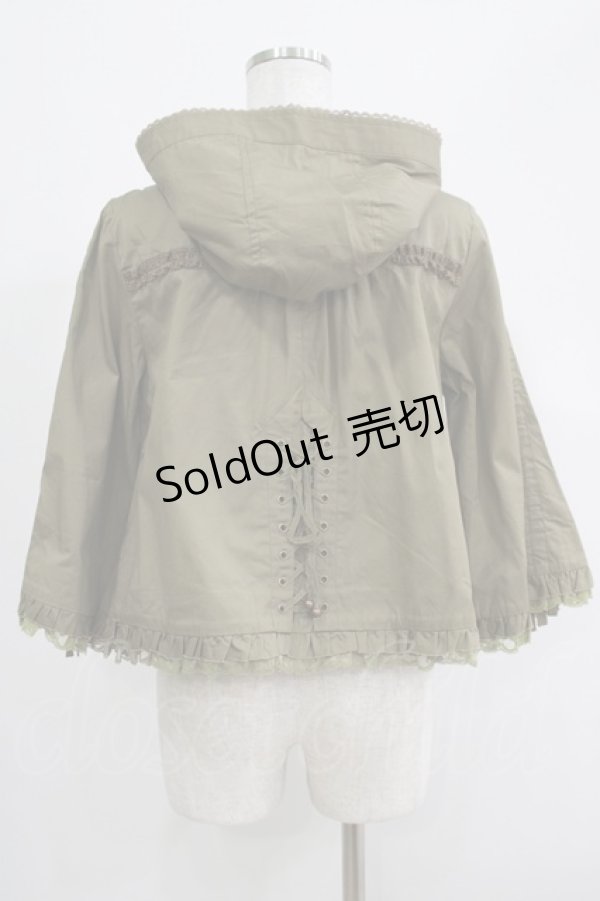 画像3: axes femme / バックレースアップフリルパーカー M カーキ H-25-04-20-038-AX-JA-NS-ZH (3)