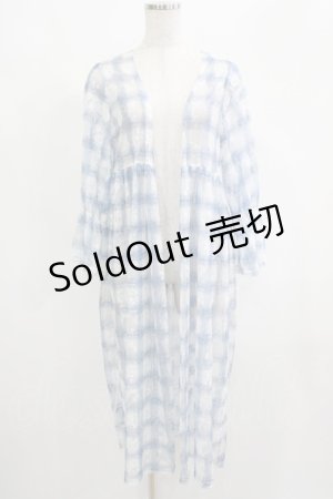 画像: axes femme / チェック柄レースロングカーディガン M オフ/ブルー H-25-04-20-048-AX-TO-NS-ZH