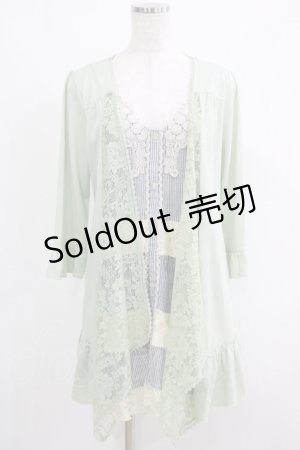 画像: axes femme / レイヤードストライプチュニック M ミント/ブルー H-25-04-20-049-AX-OP-NS-ZH