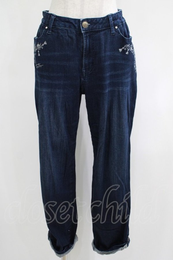 画像1: axes femme / 刺繍入デニムパンツ L インディゴ H-25-04-20-050-AX-PA-NS-ZH (1)