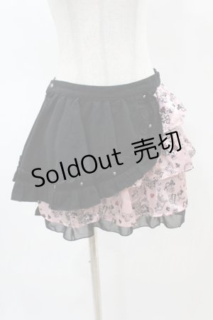 画像: SEX POT ReVeNGe / プリントフリル切替スカート  黒×ピンク H-25-04-20-1037-SP-SK-KB-ZH