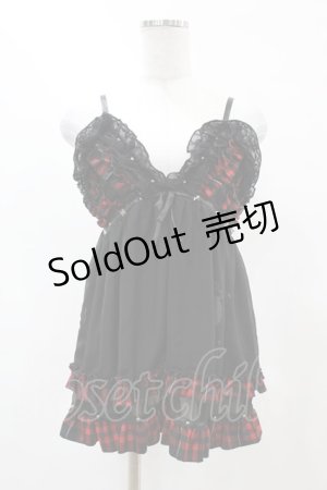 画像: SEX POT ReVeNGe / チェックフリルベビードール  黒×赤 H-25-04-20-1042-SP-TO-KB-ZH