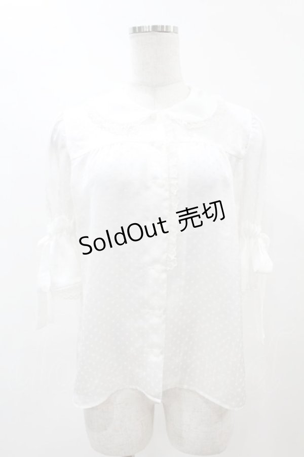 画像1: MILK / リボンパフスリーブブラウス  白 H-25-04-20-1045-ML-BL-KB-ZH (1)
