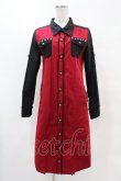 画像1: SEX POT ReVeNGe / 配色ロングシャツ  赤×黒 H-25-04-20-1050-SP-BL-KB-ZH (1)