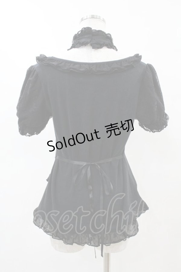 画像2: FRILL / チョーカー風ホルターカットソー  黒 H-25-04-20-1051-HN-TO-KB-ZH (2)