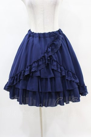 画像: ATELIER PIERROT / Victorian Ruffle Chiffon Skirt  ネイビー H-25-04-20-1020-EL-SK-KB-ZH