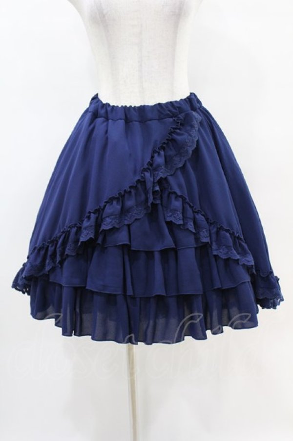 画像1: ATELIER PIERROT / Victorian Ruffle Chiffon Skirt  ネイビー H-25-04-20-1020-EL-SK-KB-ZH (1)