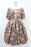 画像1: Leur Getter / Macaron Party袖付ワンピース M ブラウン H-25-04-20-1021-LU-OP-KB-ZH (1)