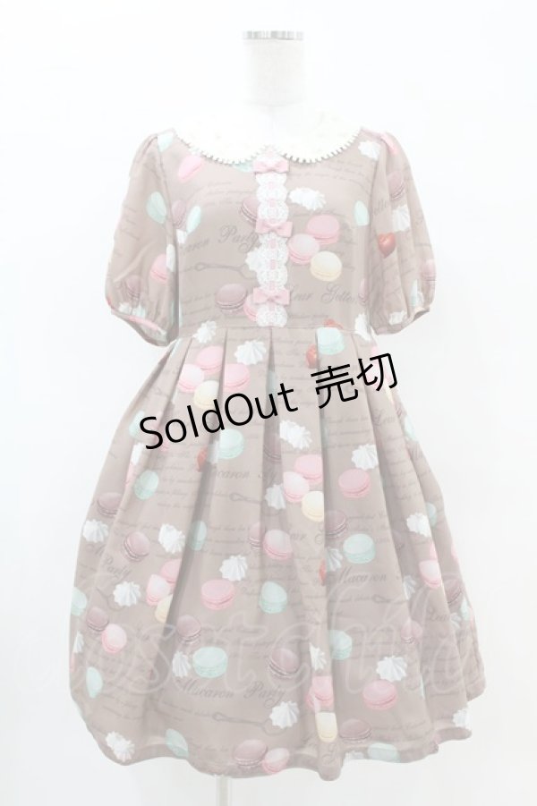 画像1: Leur Getter / Macaron Party袖付ワンピース M ブラウン H-25-04-20-1021-LU-OP-KB-ZH (1)