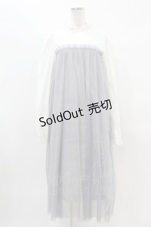 画像1: Candy Stripper / SWEET WEEKEND DRESS  白×グレー H-25-04-20-1022-PU-OP-KB-ZH (1)