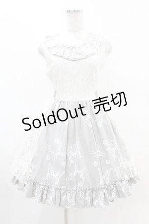 画像: MR corset / 蝶プリントレースジャンパースカート  白×グレー H-25-04-20-1027-PU-OP-KB-ZH