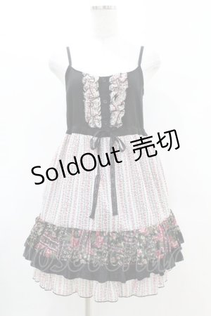 画像: ALGONQUINS / 花柄切替ジャンパースカート F 黒 H-25-04-20-1031-AL-OP-KB-ZH