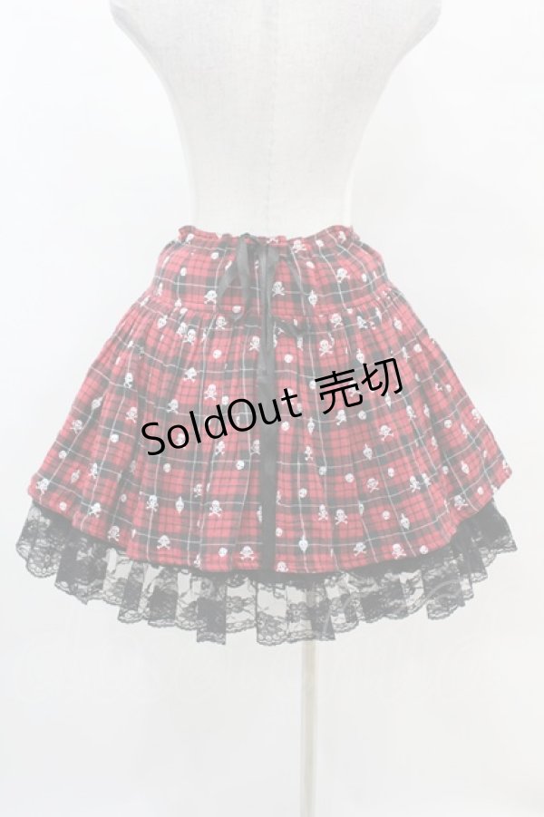 画像2: ALGONQUINS / チェックプリントラップスカート F 赤 H-25-04-20-1033-AL-SK-KB-ZH (2)