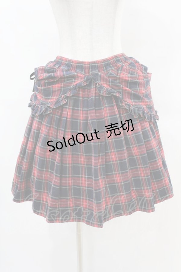 画像1: EXCENTRIQUE / チェック・緞帳スカート 0S レッド H-25-10-20-018-EL-SK-KB-ZH (1)