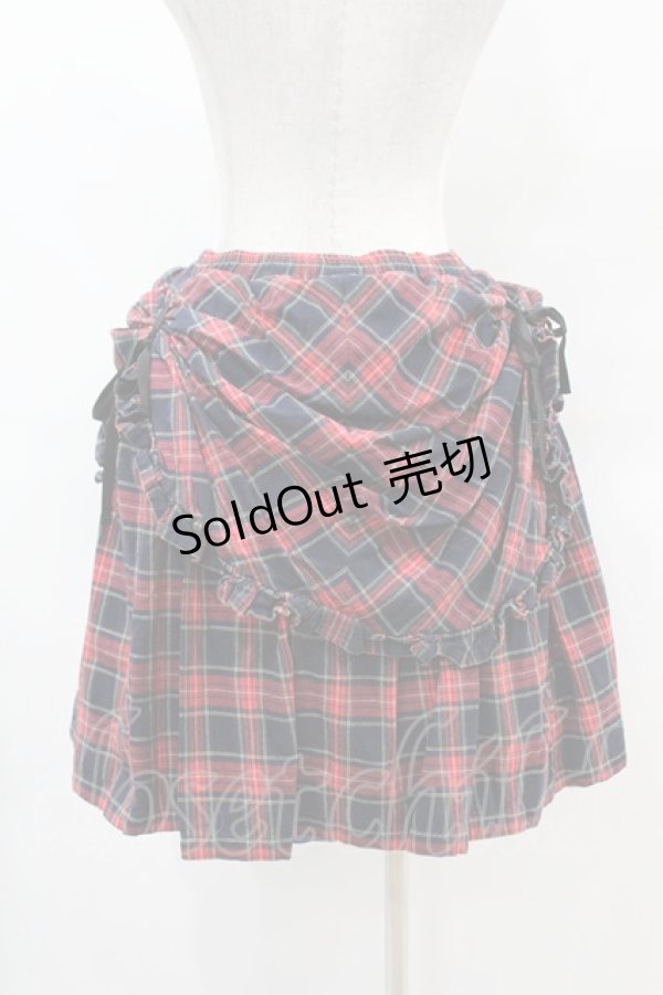 画像2: EXCENTRIQUE / チェック・緞帳スカート 0S レッド H-25-10-20-018-EL-SK-KB-ZH (2)
