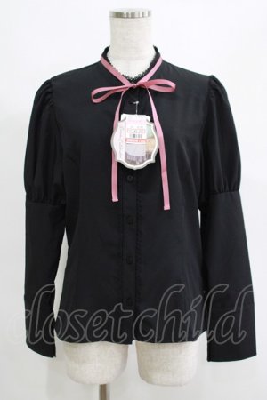 画像: Kurumi Collaboration / リボンブラウス L ブラック H-25-04-20-057-GO-BL-NS-ZH