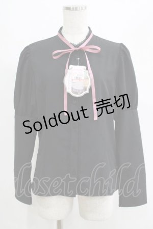 画像: Kurumi Collaboration / リボンブラウス L ブラック H-25-04-20-057-GO-BL-NS-ZH