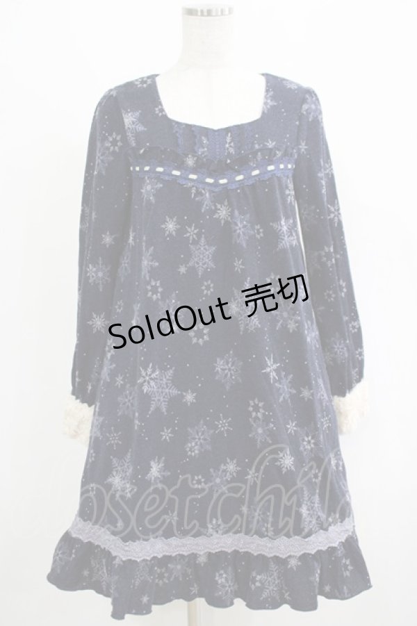 画像1: axes femme / 雪の結晶ニットワンピース M ネイビー H-25-04-20-006-AX-OP-NS-ZH (1)