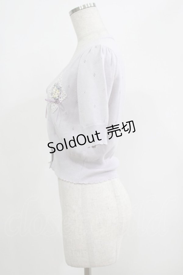 画像2: F&A / リボン刺繍カーディガン Free ラベンダー H-25-04-20-067-LO-TO-NS-ZH (2)