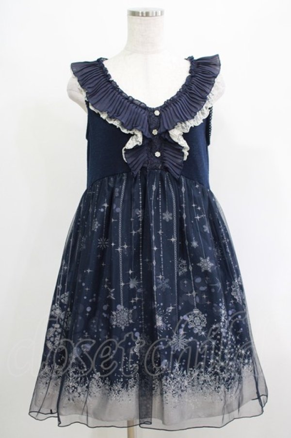 画像1: axes femme / 雪の結晶ワンピース M ネイビー H-25-04-20-008-AX-OP-NS-ZH (1)