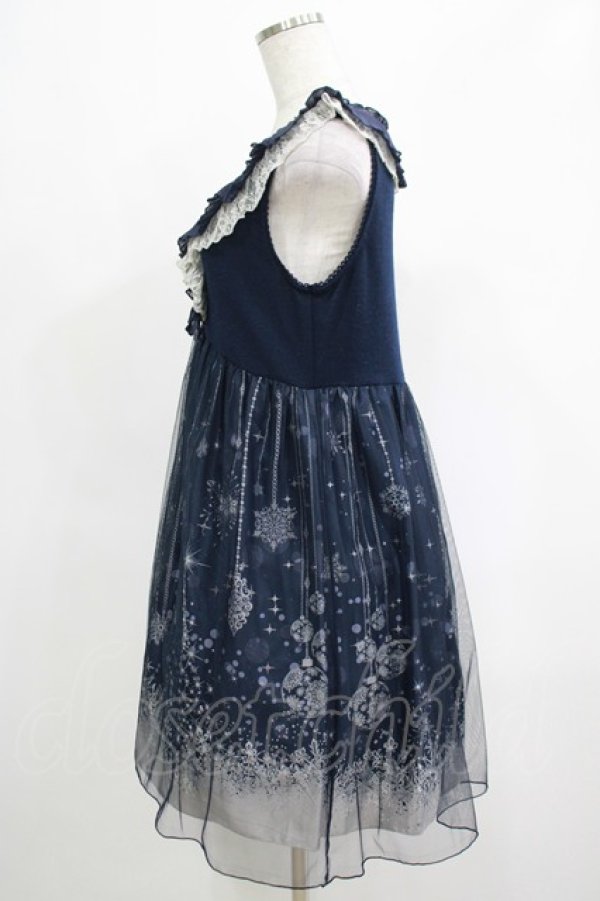 画像2: axes femme / 雪の結晶ワンピース M ネイビー H-25-04-20-008-AX-OP-NS-ZH (2)