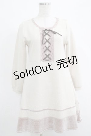 画像: axes femme / ベロア切替ワンピース M ベージュ H-25-04-20-019-AX-OP-NS-ZH