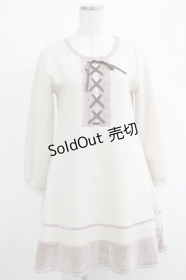 画像1: axes femme / ベロア切替ワンピース M ベージュ H-25-04-20-019-AX-OP-NS-ZH (1)