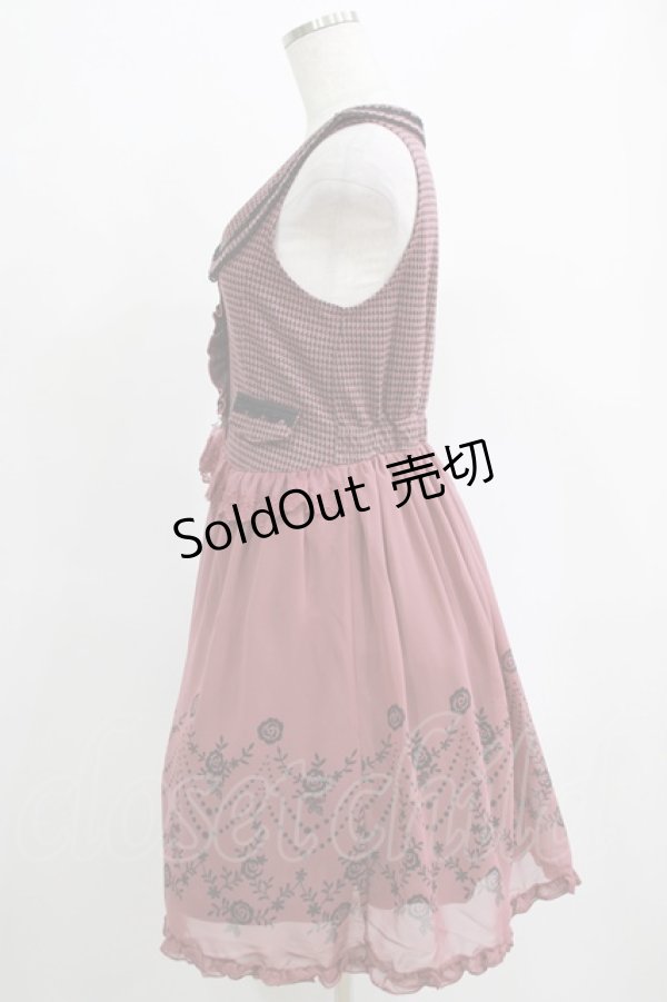 画像2: axes femme / シフォン切替ワンピース M ピンク H-25-04-20-020-AX-OP-NS-ZH (2)